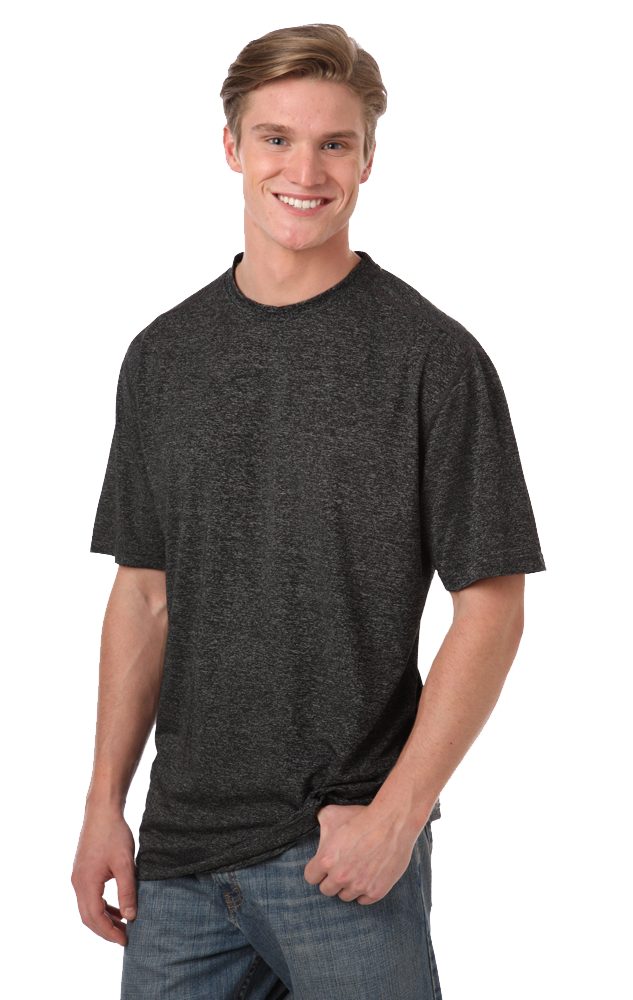 Blue Generation Men's Performance Heathered Crew Neck Tee