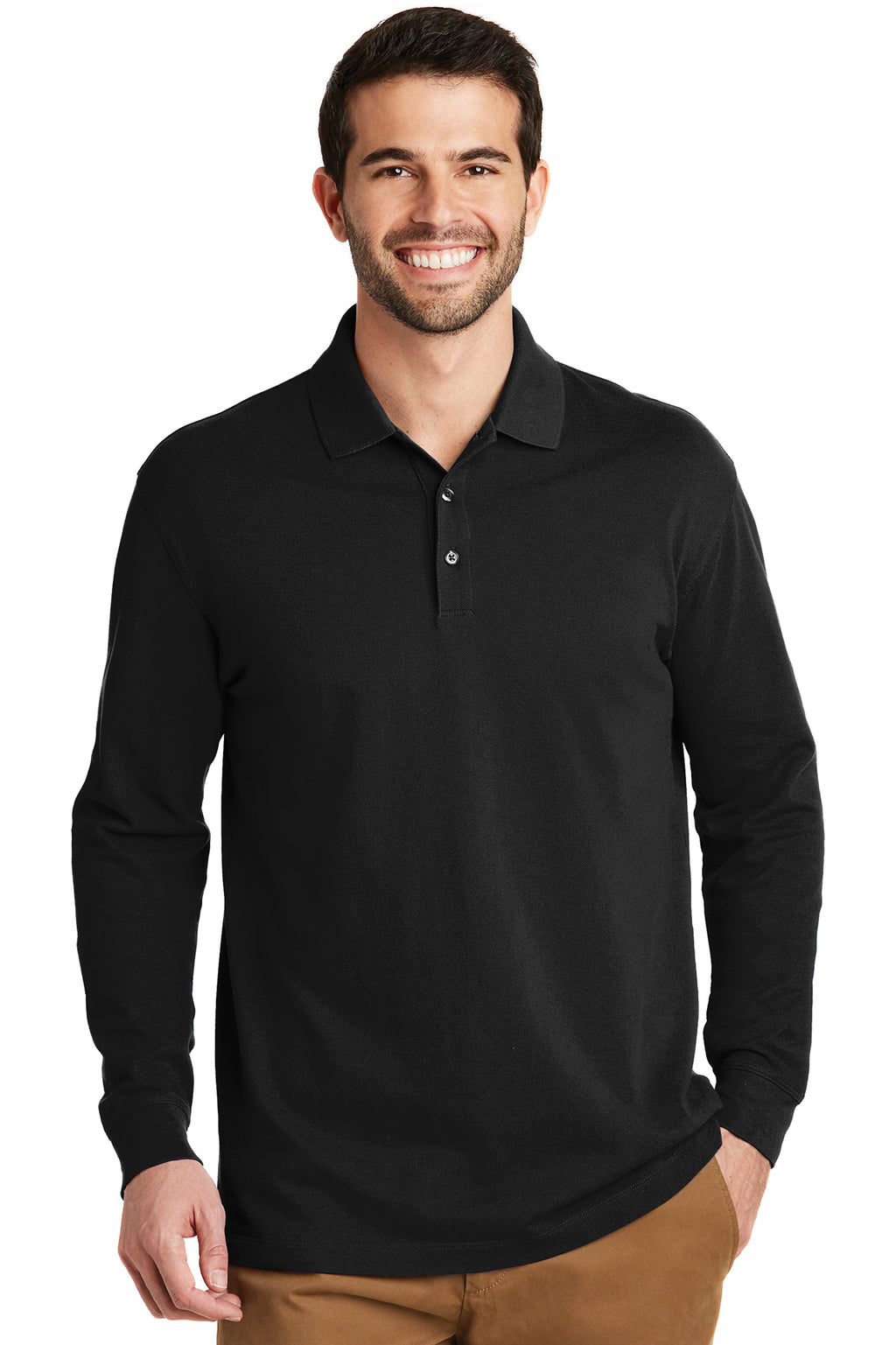 Port Authority EZ Cotton Long Sleeve Pique Polo Shirt-5