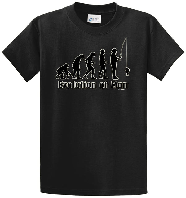 Evolution Of Man Fishing Printed Tee Shirt