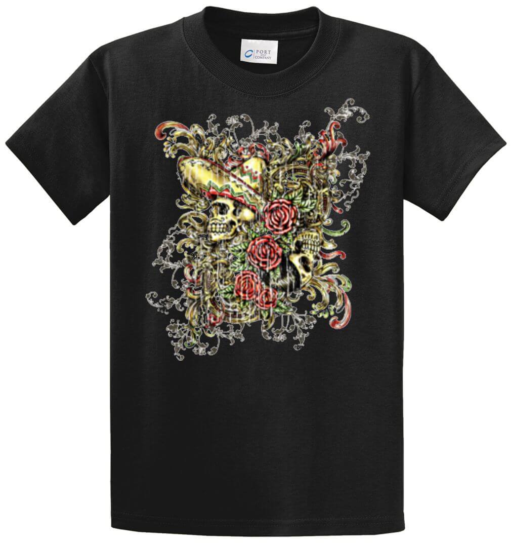 Skulls Sombrero Printed Tee Shirt-1