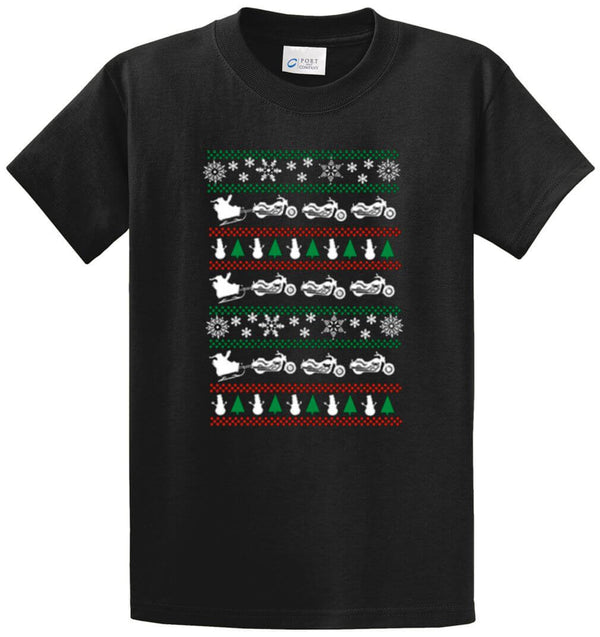 Christmas Sweater Santa Bikes Printed Tee Shirt