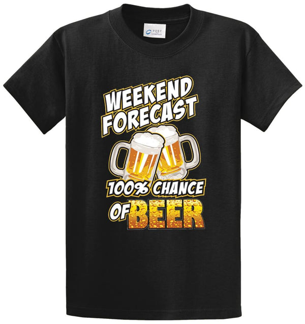 100% Chance Of Beer Printed Tee Shirt