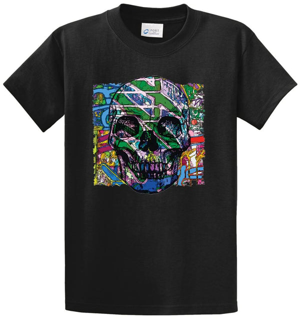 Neon Skull Face Printed Tee Shirt