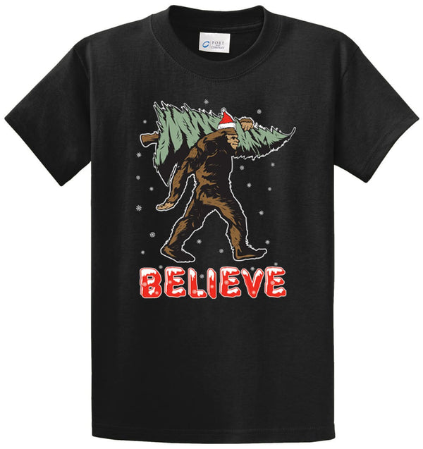 Believe Christmas Sasquatch Printed Tee Shirt