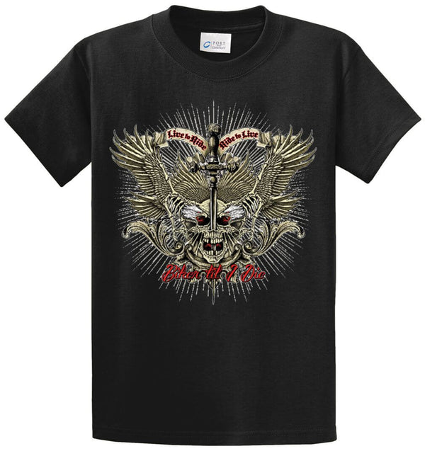 Biker Till I Die Sword Printed Tee Shirt
