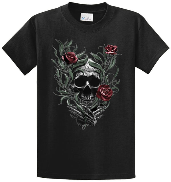Skull Roses Printed Tee Shirt