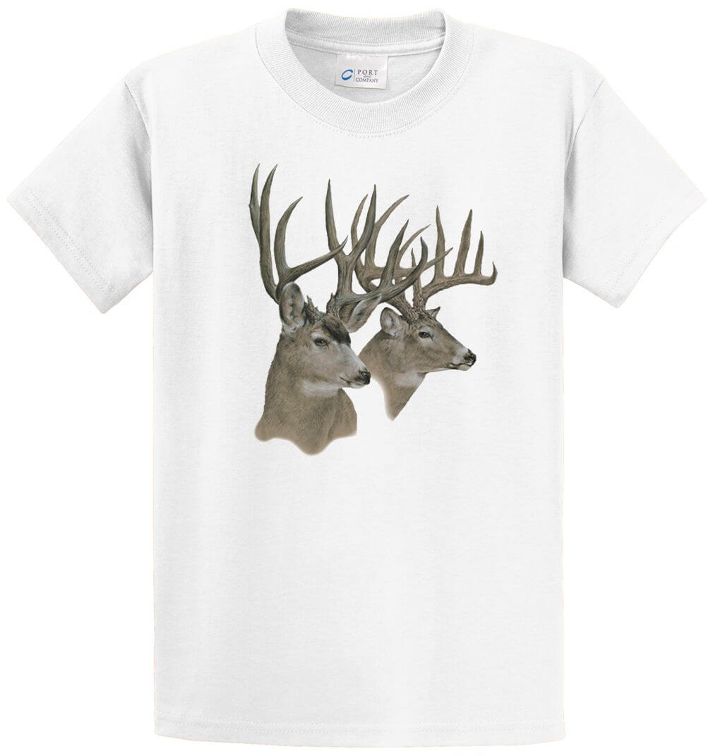 Whitetail Deer Pair Printed Tee Shirt-1