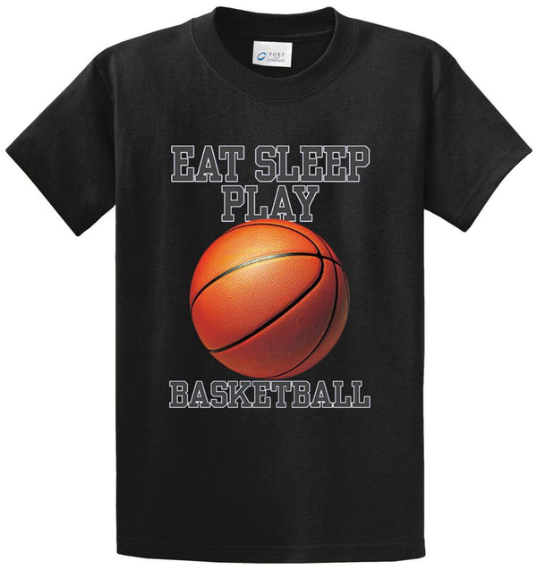 Eat Sleep Play Basketball (Color) Printed Tee Shirt