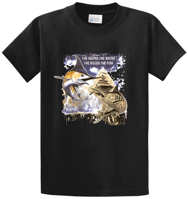 Marlins - The Deeper The Water The Bigger The Fish Printed Tee Shirt
