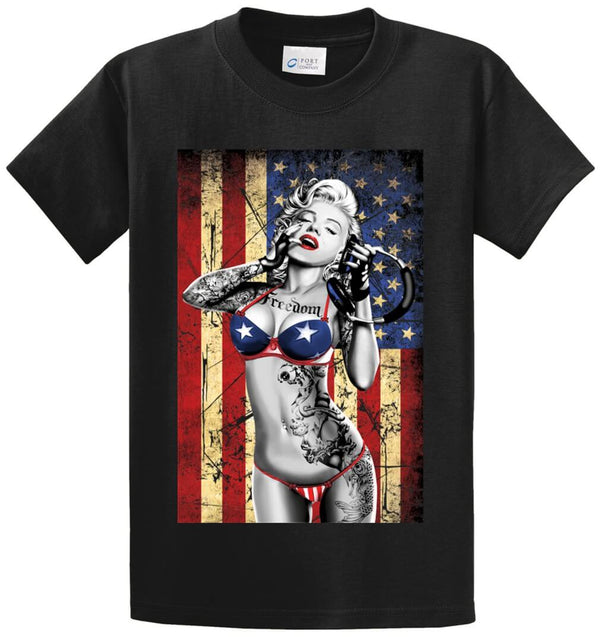 Girl Flag Freedom Printed Tee Shirt