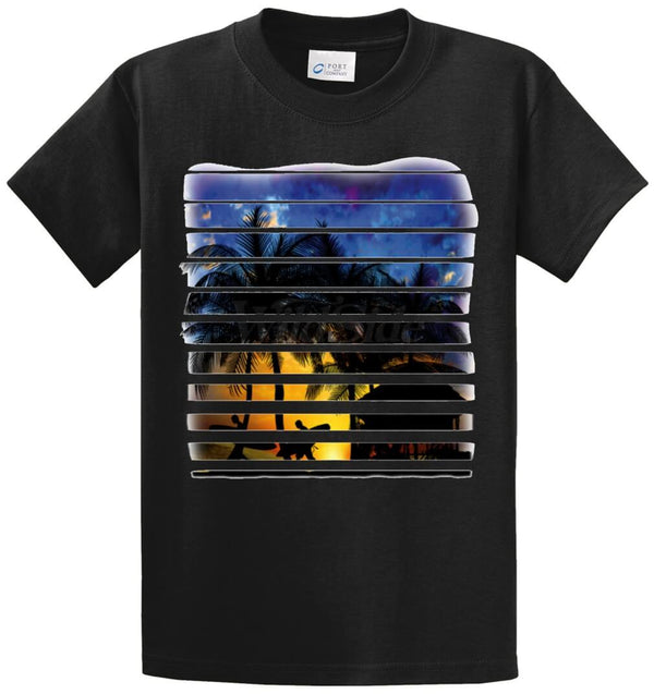 Beach Sunset Surfers Walking Printed Tee Shirt