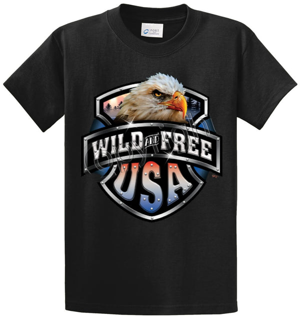 Wild & Free-Eagle/Shield Printed Tee Shirt