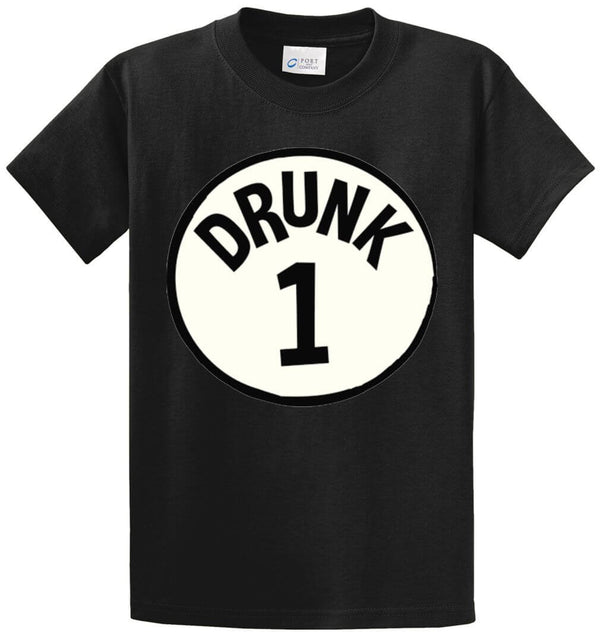 Drunk 1 Circle Printed Tee Shirt