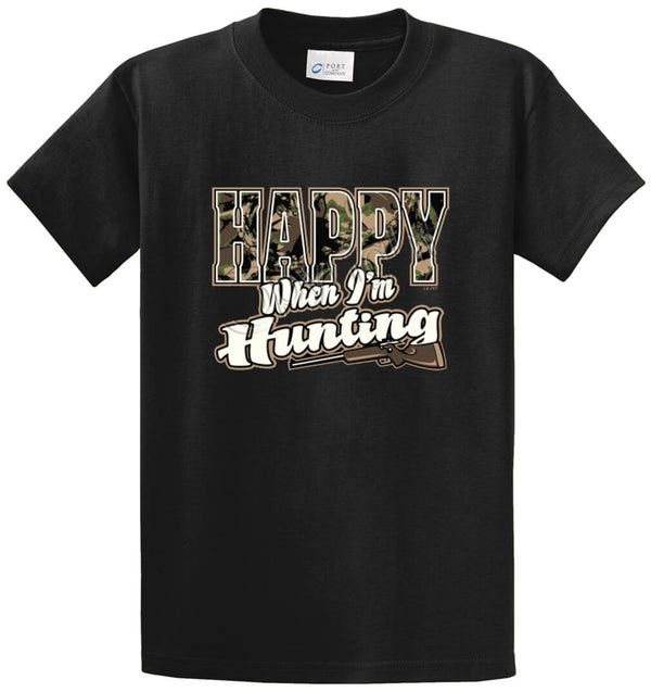Happy When I'm Hunting Printed Tee Shirt