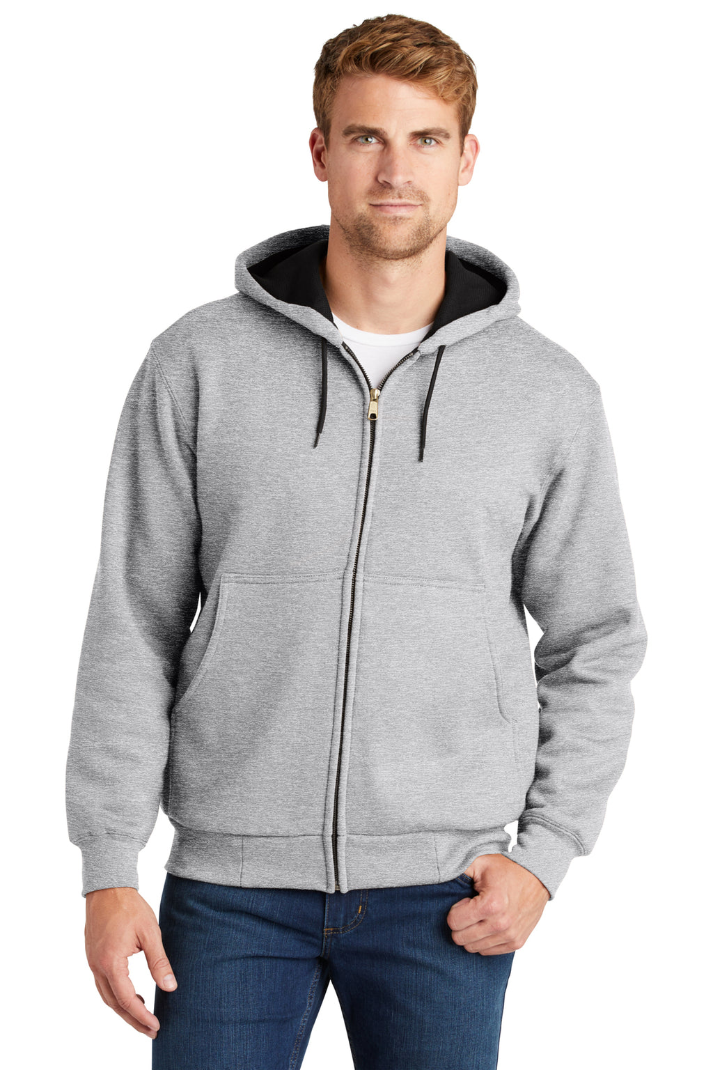 Cornerstone Heavyweight Full-Zip Hooded Sweatshirt With Thermal Lining-2