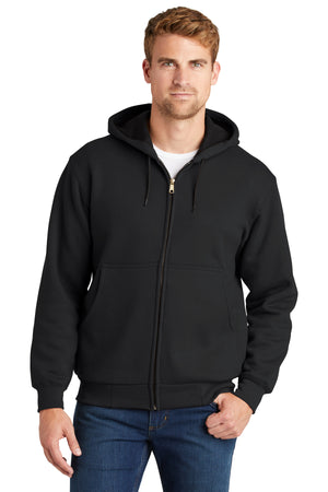 Cornerstone Heavyweight Full-Zip Hooded Sweatshirt With Thermal Lining black