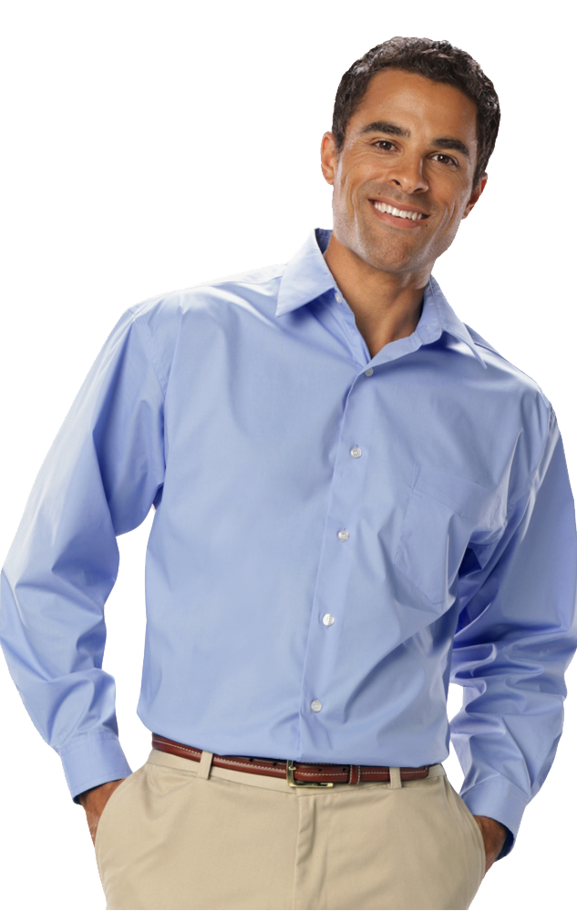 Blue Generation Men's Long Sleeve Easy Care Stretch Poplin Shirt-2