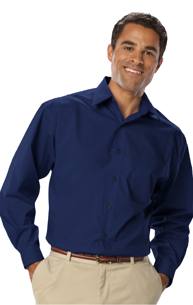 Blue Generation Men's Long Sleeve Easy Care Stretch Poplin Shirt