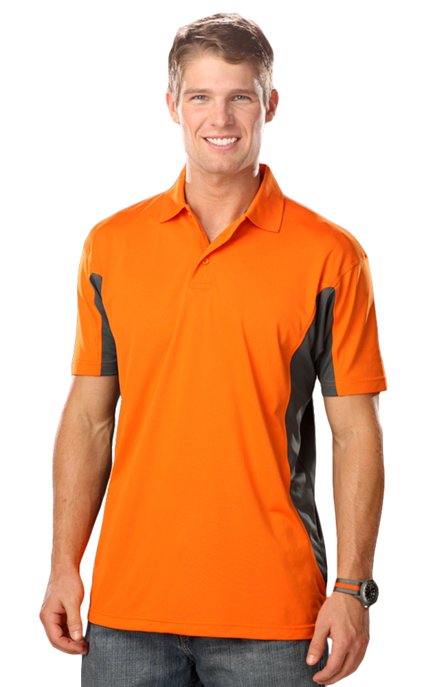 Blue Generation Men's Poly Colorblock Polo orange