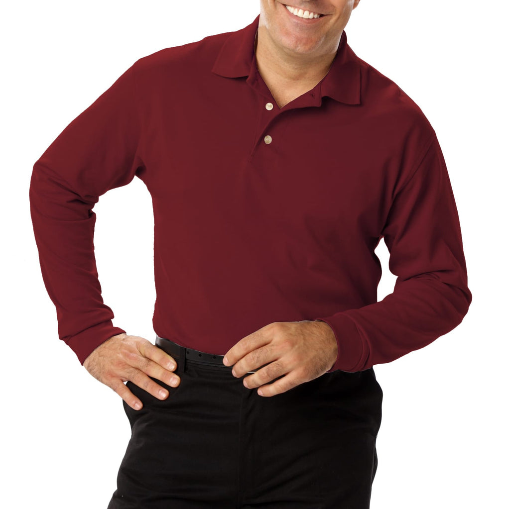 Blue Generation Men's Long Sleeve 60/40 Pique Polo Shirt-12