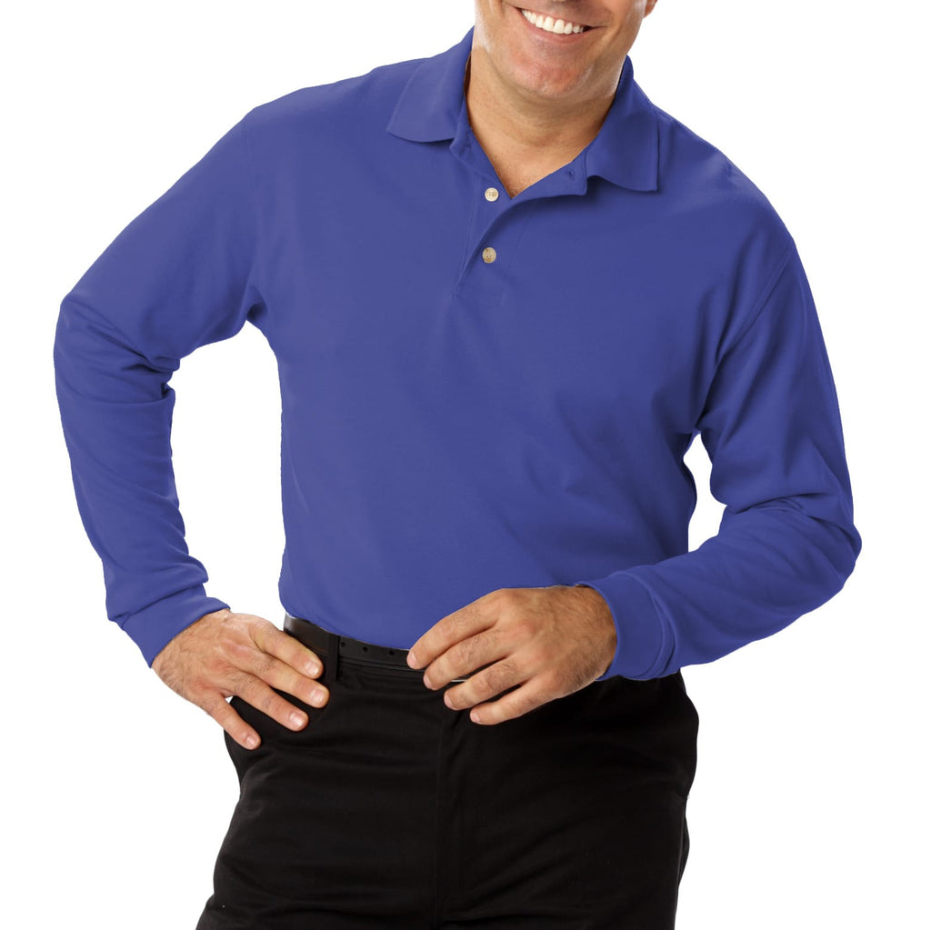 Blue Generation Men's Long Sleeve 60/40 Pique Polo Shirt-8