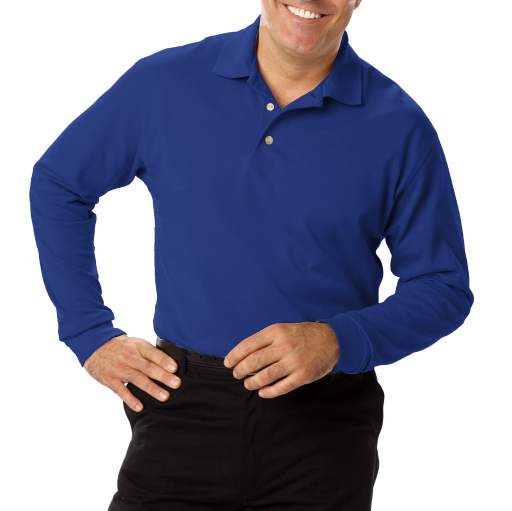 Blue Generation Men's Long Sleeve 60/40 Pique Polo Shirt-3