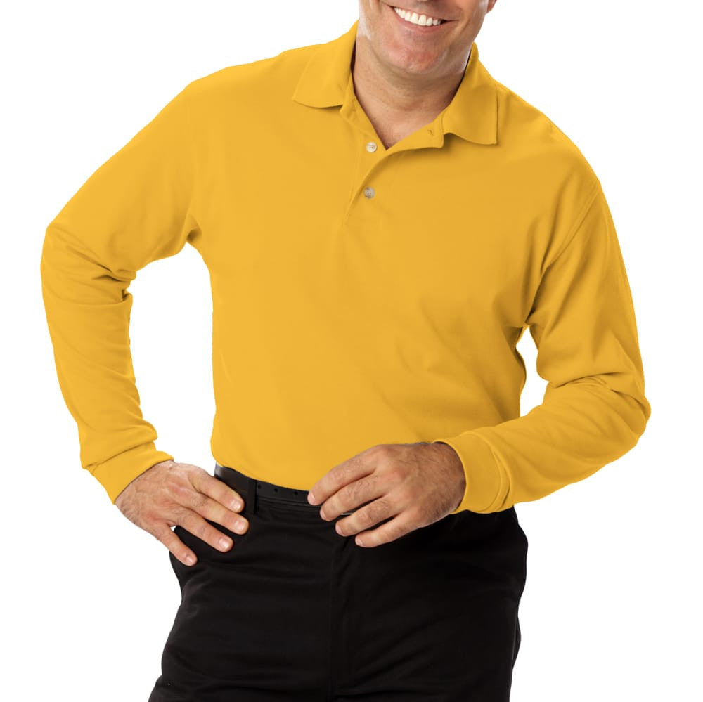 Blue Generation Men's Long Sleeve 60/40 Pique Polo Shirt-4