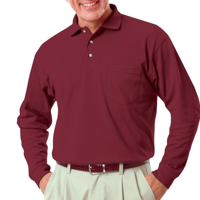 Blue Generation Men's Long Sleeve 60/40 Polo Shirt With Pocket-6