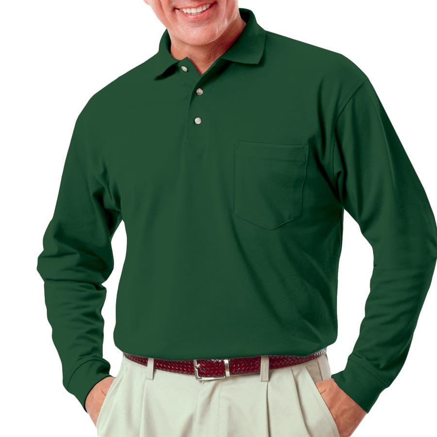 Blue Generation Men's Long Sleeve 60/40 Polo Shirt With Pocket-7