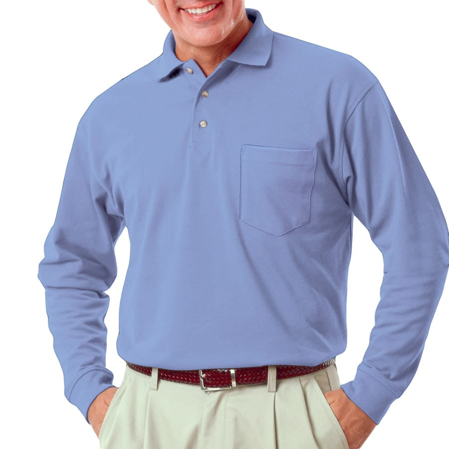 Blue Generation Men's Long Sleeve 60/40 Polo Shirt With Pocket-2