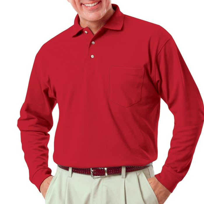 Blue Generation Men's Long Sleeve 60/40 Polo Shirt With Pocket-8