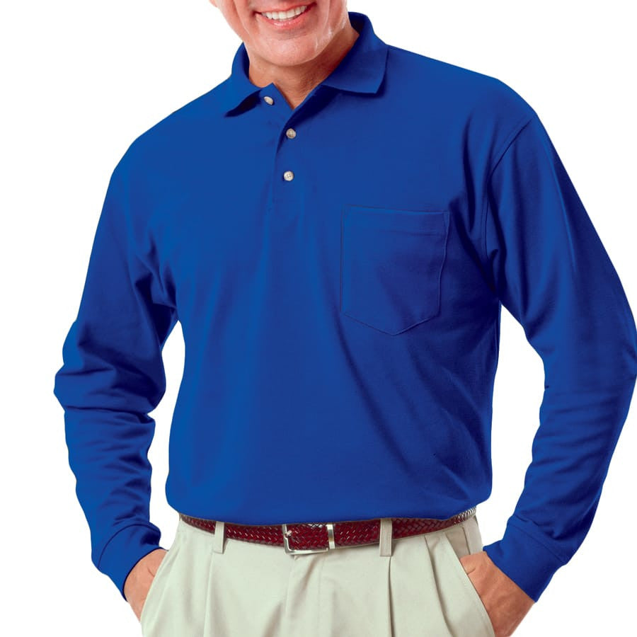 Blue Generation Men's Long Sleeve 60/40 Polo Shirt With Pocket-4