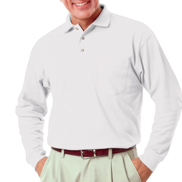 Blue Generation Men's Long Sleeve 60/40 Polo Shirt With Pocket-5