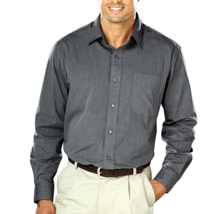 Blue Generation Long Sleeve Heathered Crossweave Shirt-3