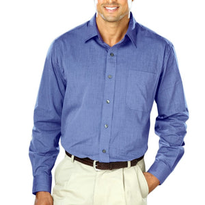 Blue Generation Long Sleeve Heathered Crossweave Shirt
