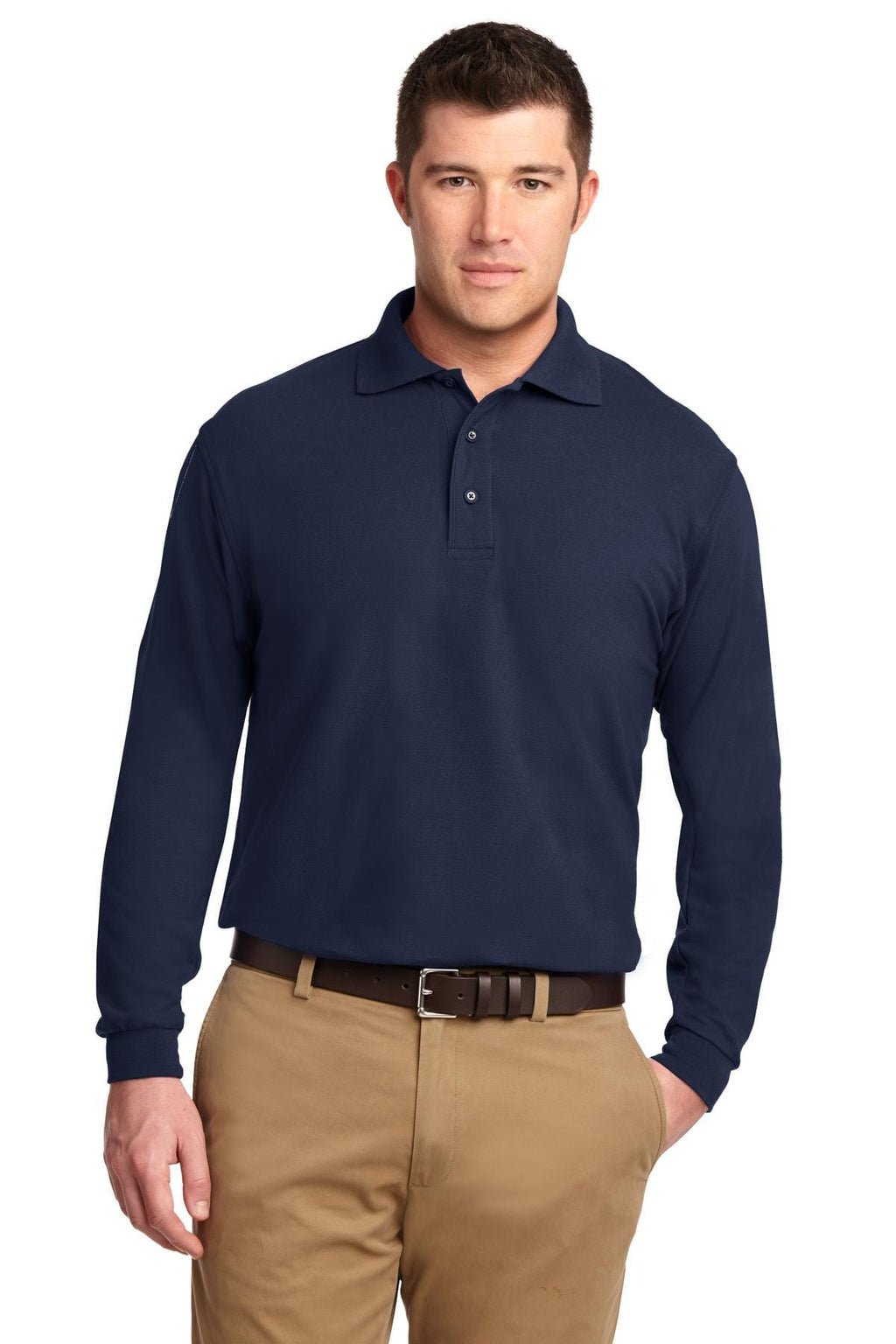 Port Authority Men's Silk Touch Long Sleeve Polo Shirt-4