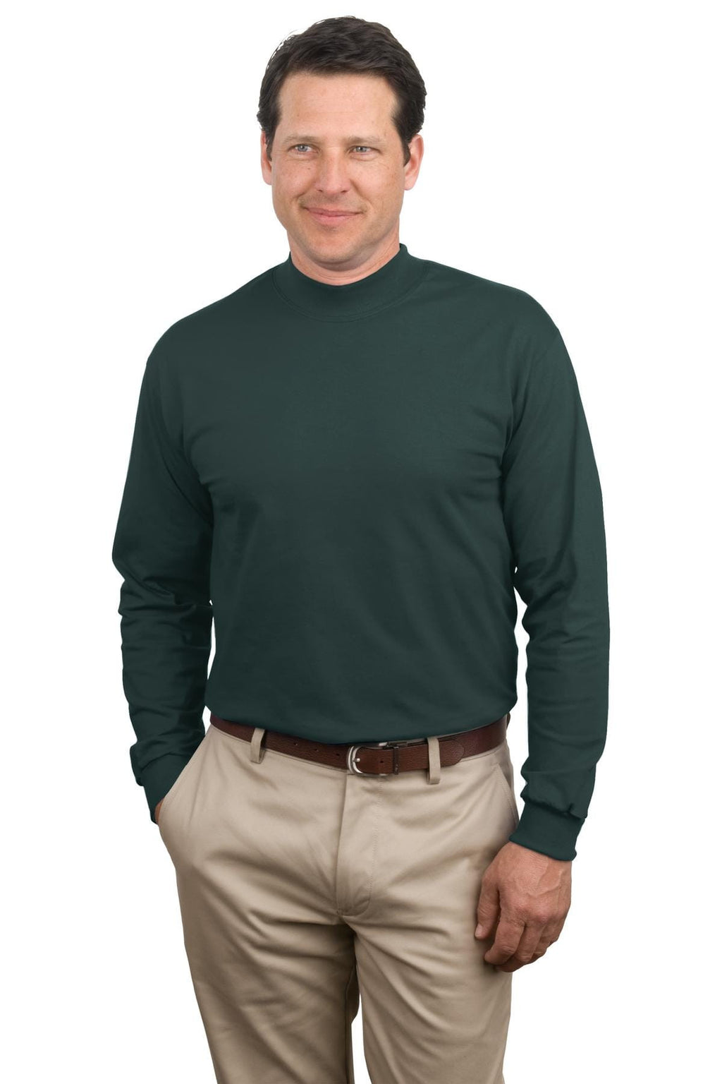 Port & Company Long Sleeve Mock Turtleneck Tee Shirt-6
