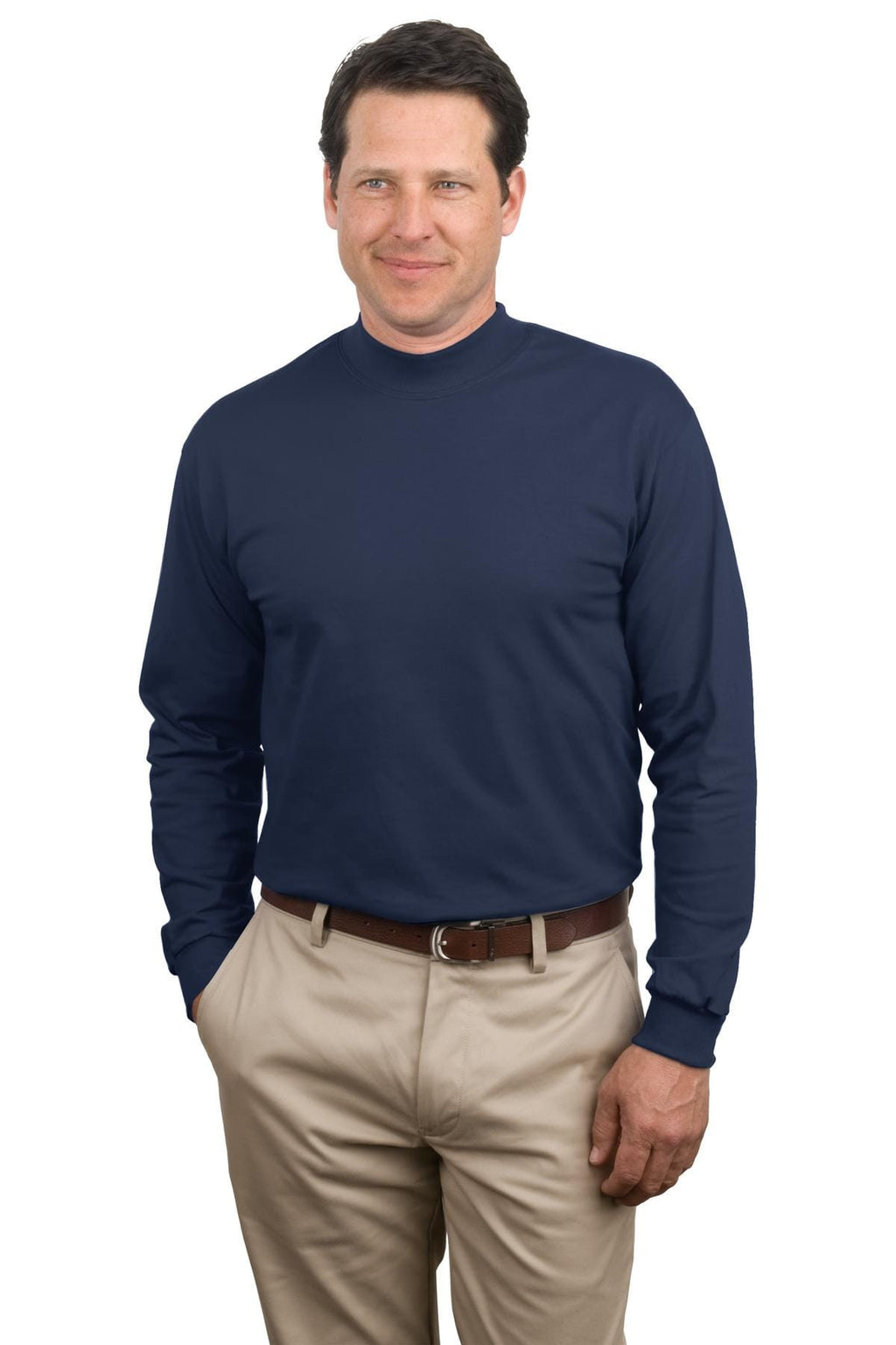 Port & Company Long Sleeve Mock Turtleneck Tee Shirt-2