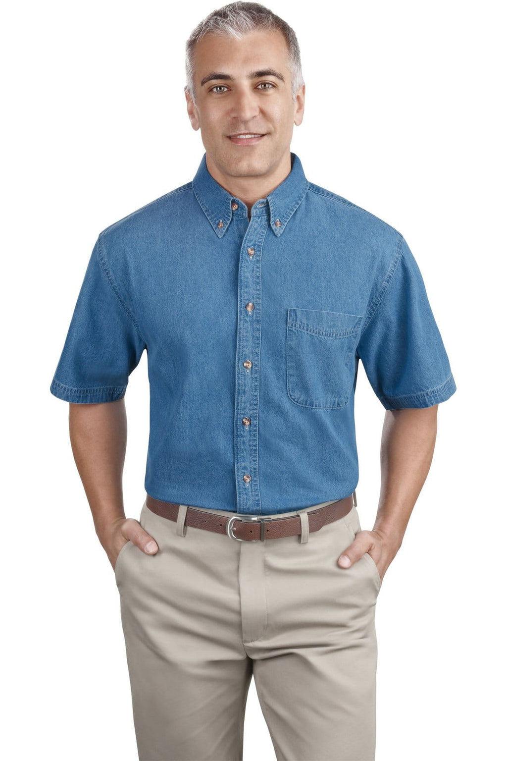 Port & Company Short Sleeve Value Denim Shirt faded blue