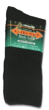 King Size Extra Wide Diabetic Crew Sock black