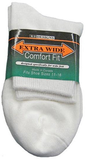 King Size Extra Wide 1/4 Crew Sock white