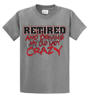 Retired-Old Lady Crazy  Printed Tee Shirt