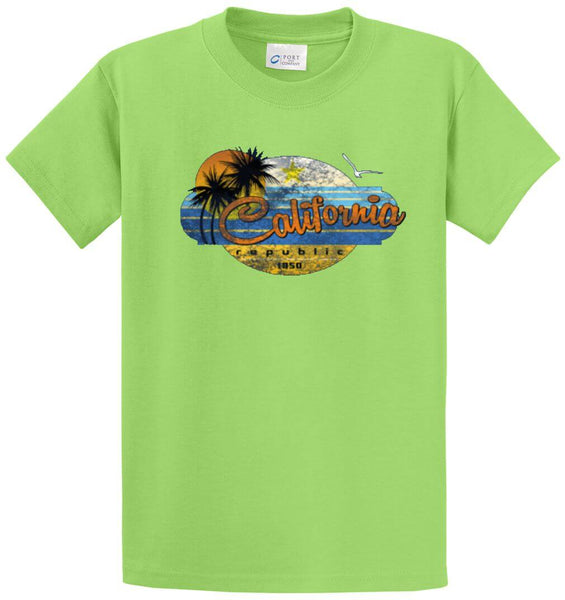 California Republic Palm Tree Printed Tee Shirt Big and Tall Mart