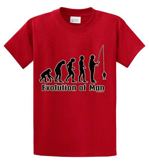 Evolution Of Man Fishing Printed Tee Shirt-1