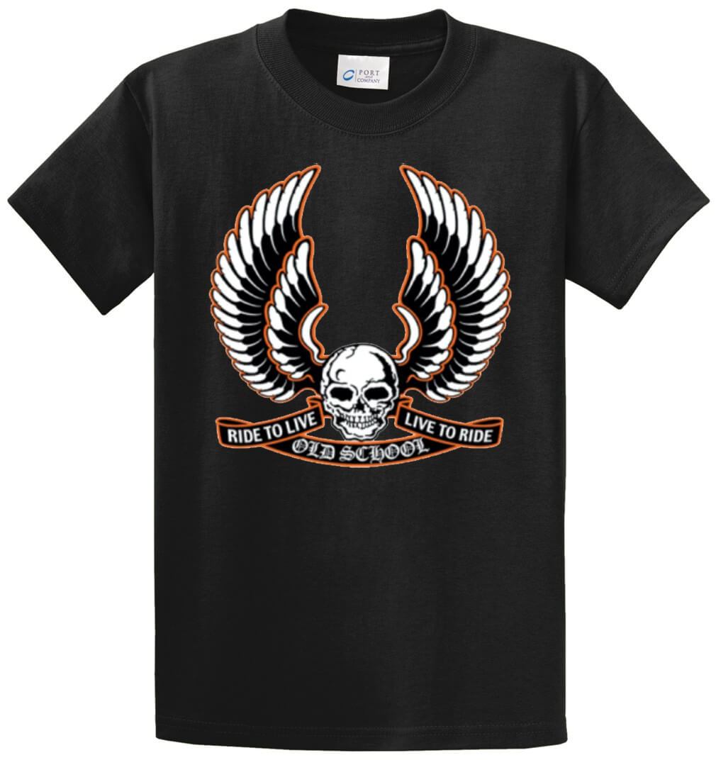 Old School Ride To Live Printed Tee Shirt-1