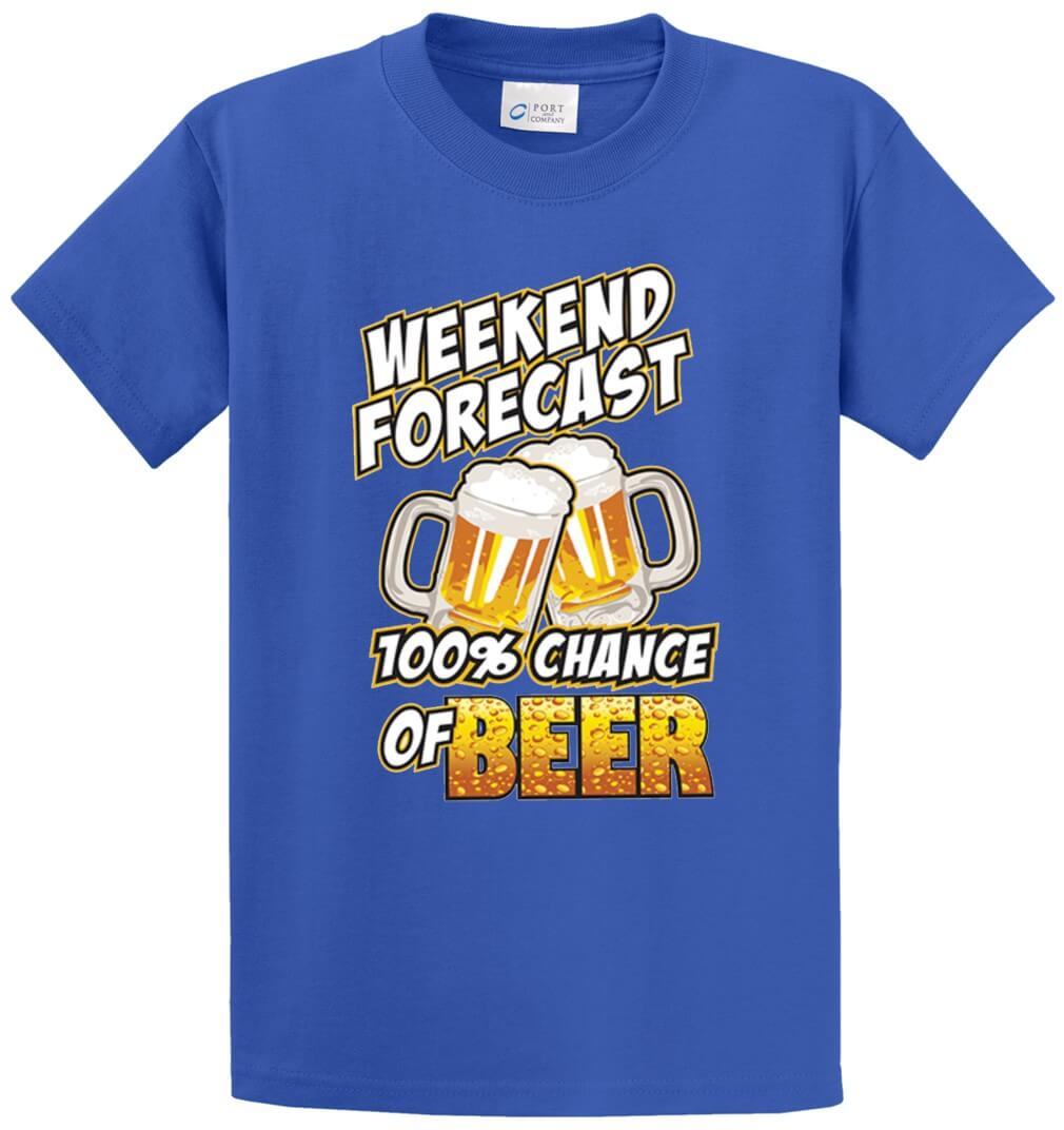 100% Chance Of Beer Printed Tee Shirt-1