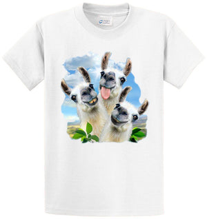 Llama Selfie Printed Tee Shirt