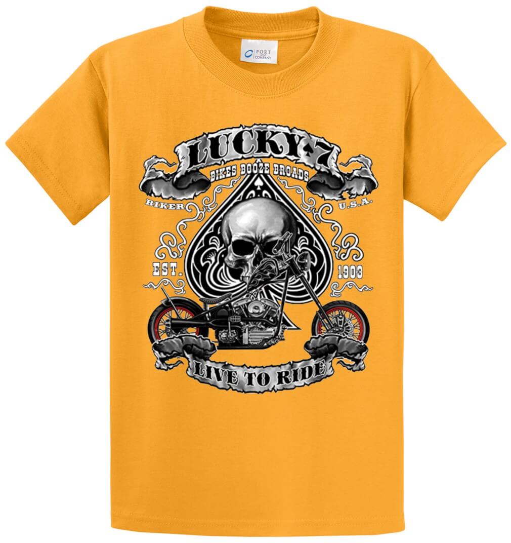 Lucky 7 Live To Ride Printed Tee Shirt-1