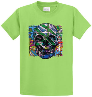 Neon Skull Face Printed Tee Shirt
