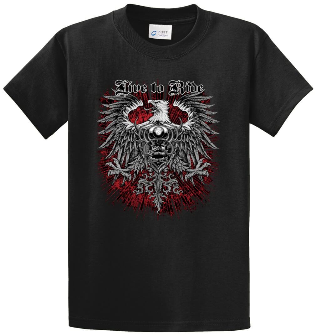 Live To Ride Custom Eagle Printed Tee Shirt-1